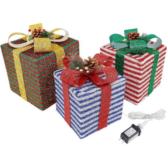 Holiday Christmas Lighted Boxes 6 Led Light Up Collapsible Decor Plug In Light Up Poshmark